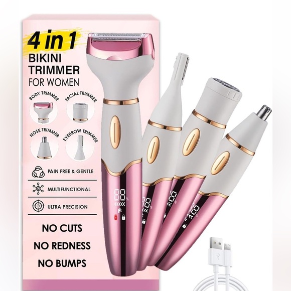 Unbranded Other - Bikini Trimmer Rechargeable Waterproof Body Face Nose Brow Groomer 4 in 1 NEW